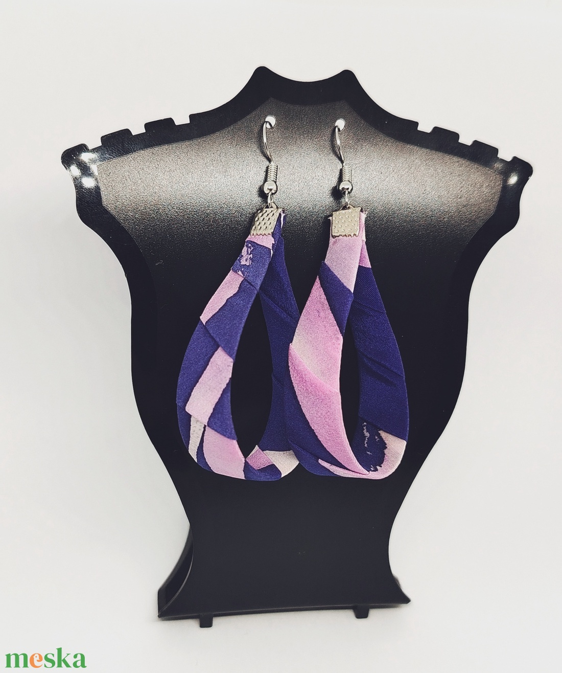 Nagy Csepp selyemfüli - Lila-rózsaszín  - ékszer - fülbevaló - lógó csepp fülbevaló - Meska.hu