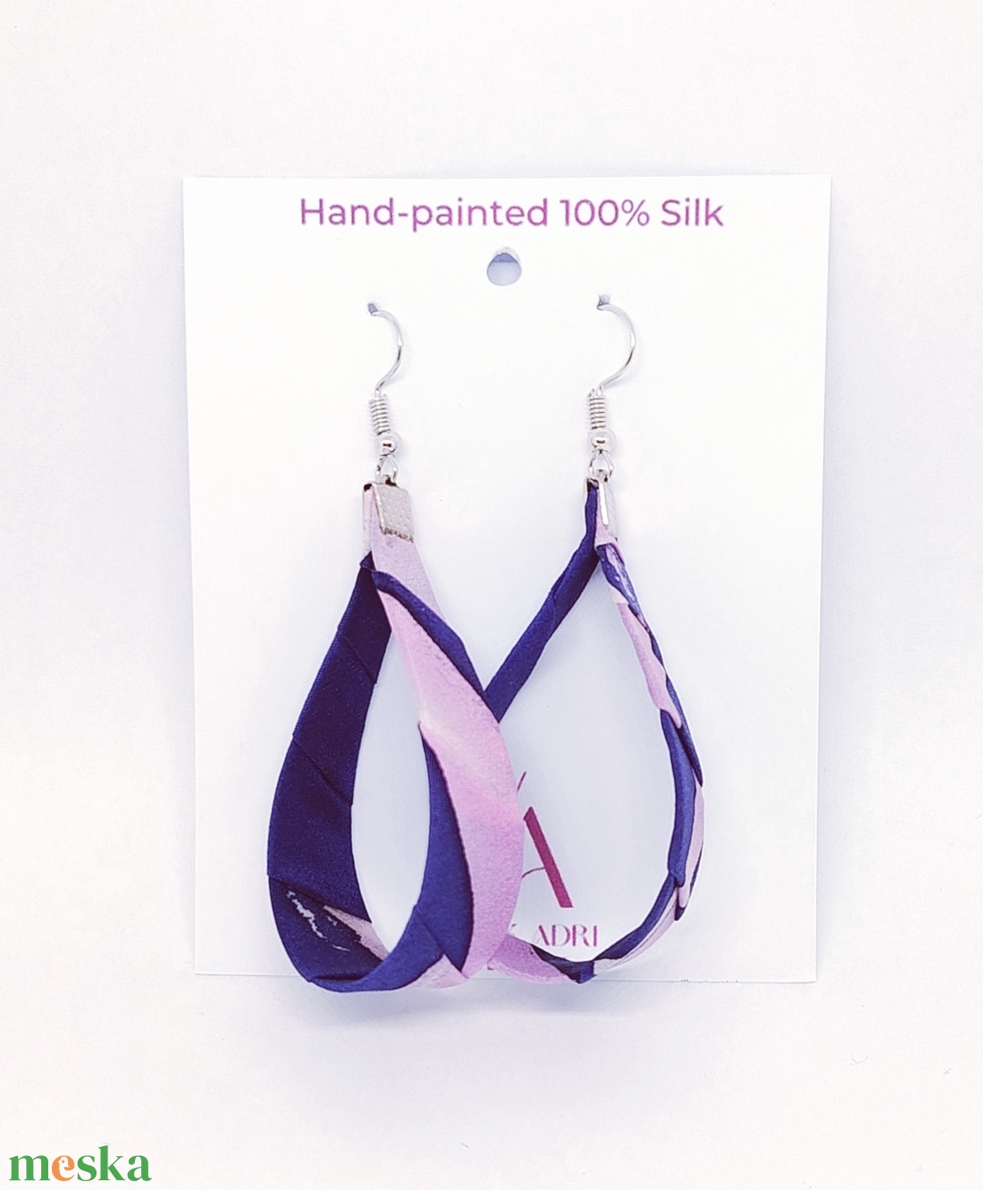 Nagy Csepp selyemfüli - Lila-rózsaszín  - ékszer - fülbevaló - lógó csepp fülbevaló - Meska.hu