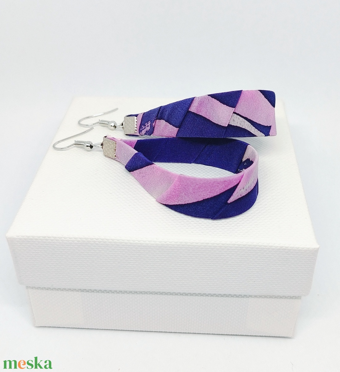 Nagy Csepp selyemfüli - Lila-rózsaszín  - ékszer - fülbevaló - lógó csepp fülbevaló - Meska.hu