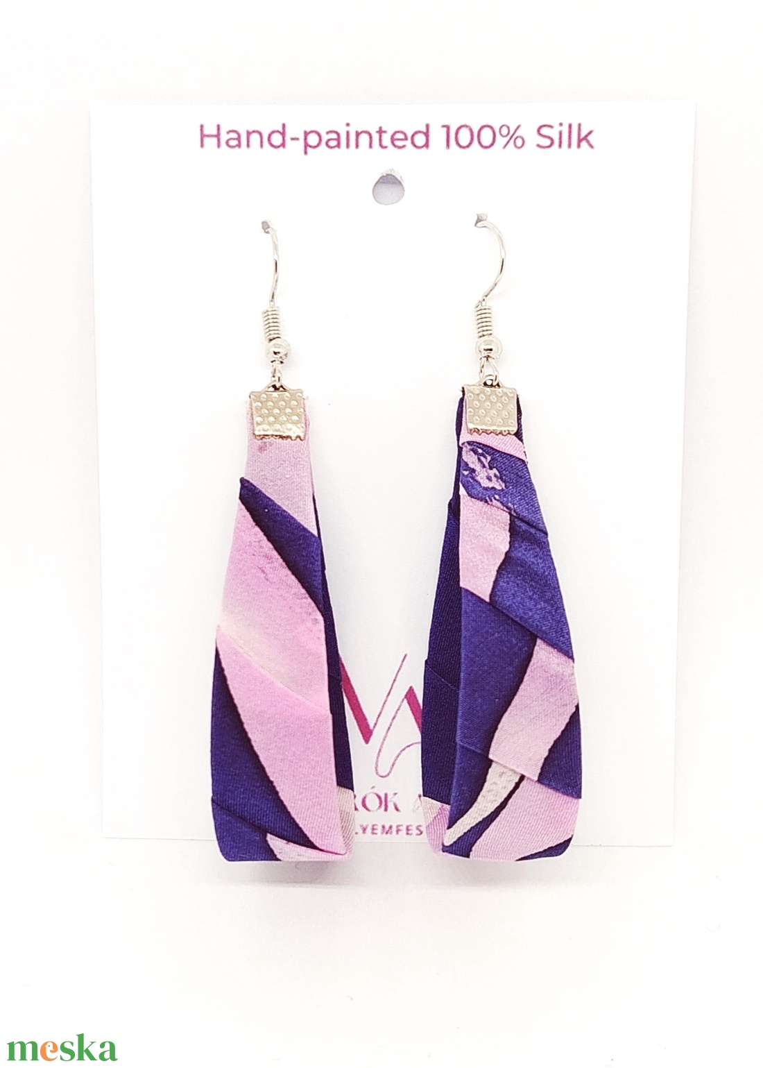 Nagy Csepp selyemfüli - Lila-rózsaszín  - ékszer - fülbevaló - lógó csepp fülbevaló - Meska.hu