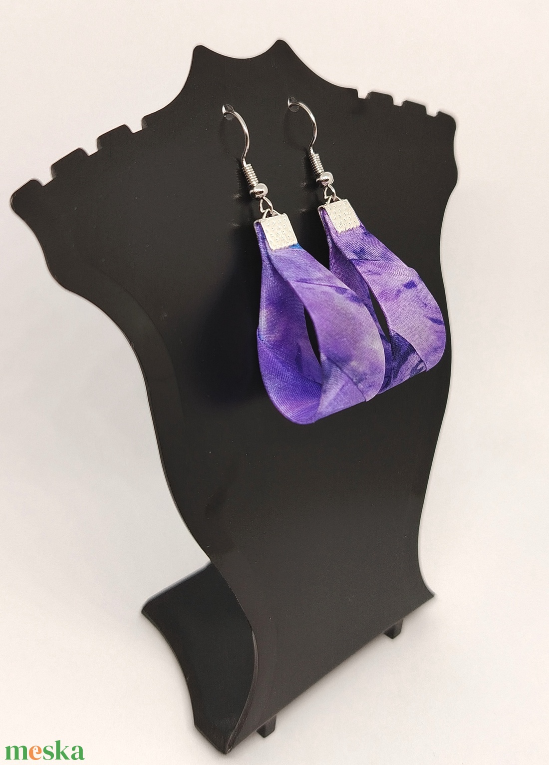 Kis Csepp selyemfüli - Lila  - ékszer - fülbevaló - lógó csepp fülbevaló - Meska.hu