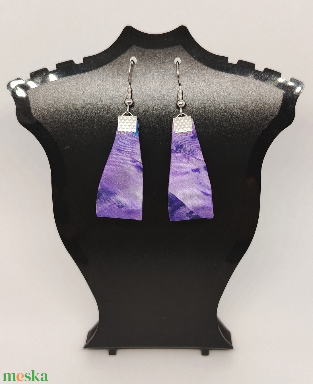 Kis Csepp selyemfüli - Lila  - ékszer - fülbevaló - lógó csepp fülbevaló - Meska.hu