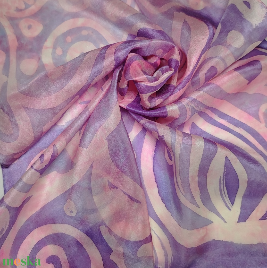 Lila selyemkendő - Nyár  - ruha & divat - sál, sapka, kendő - kendő - Meska.hu