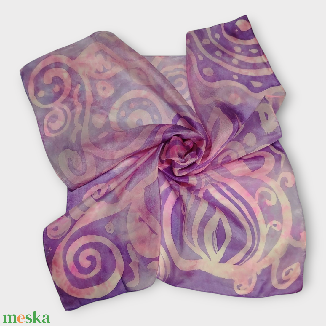 Lila selyemkendő - Nyár  - ruha & divat - sál, sapka, kendő - kendő - Meska.hu