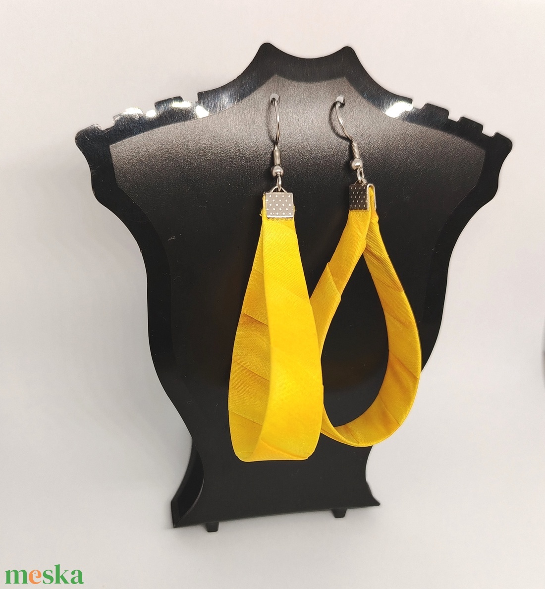 Nagy Csepp selyemfüli - Napsárga  - ékszer - fülbevaló - lógó csepp fülbevaló - Meska.hu