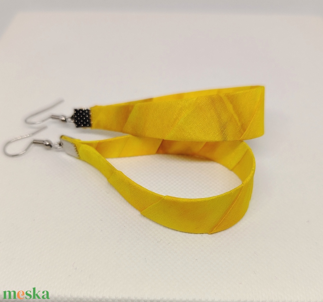 Nagy Csepp selyemfüli - Napsárga  - ékszer - fülbevaló - lógó csepp fülbevaló - Meska.hu