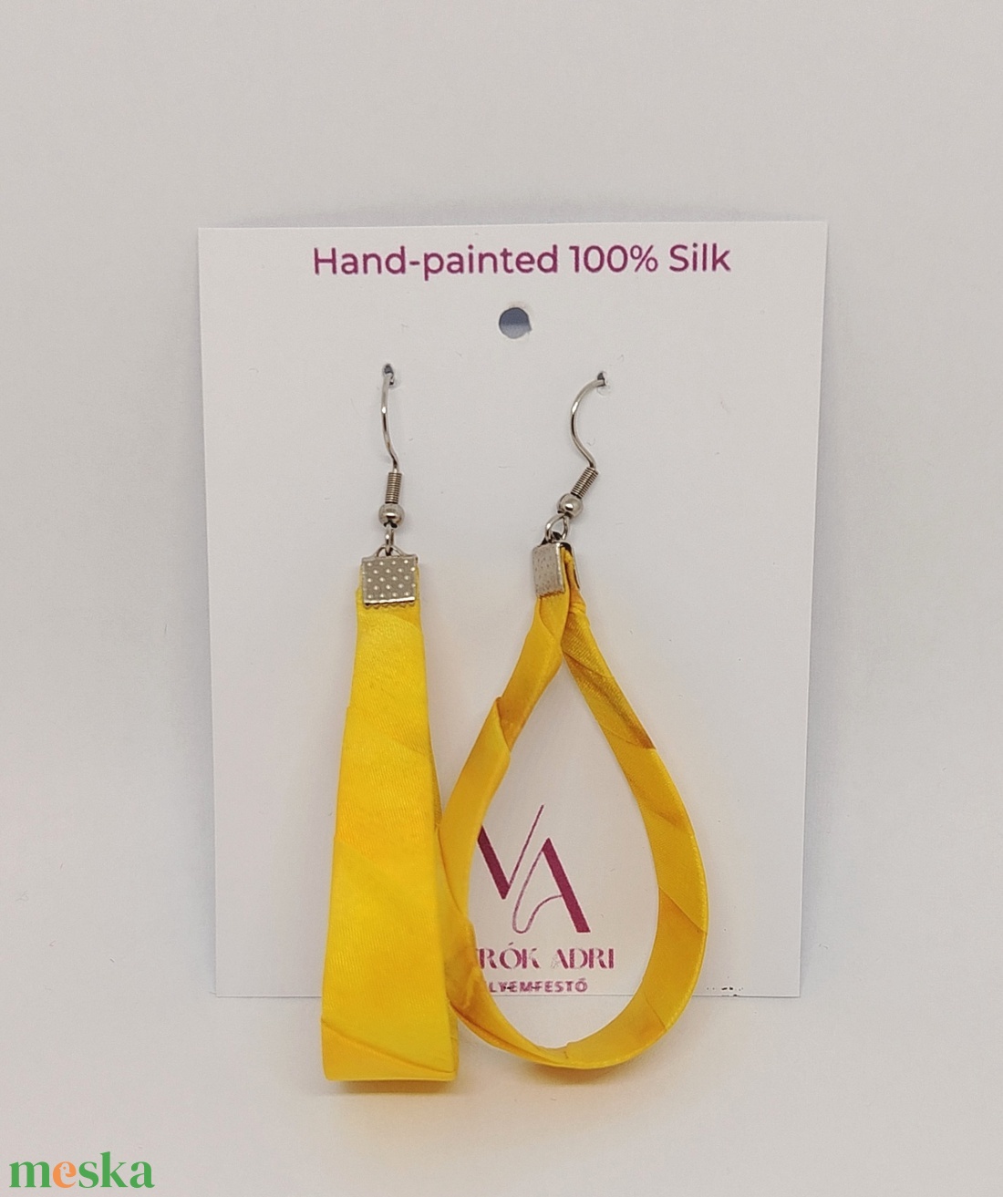 Nagy Csepp selyemfüli - Napsárga  - ékszer - fülbevaló - lógó csepp fülbevaló - Meska.hu
