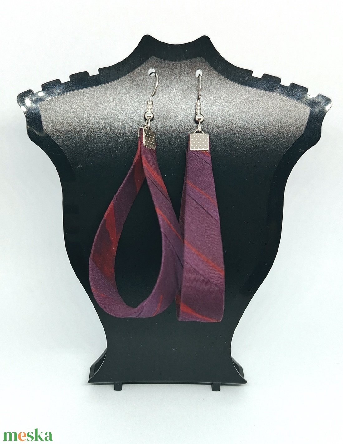 Nagy Csepp selyemfüli - Csíkos  - ékszer - fülbevaló - lógó csepp fülbevaló - Meska.hu