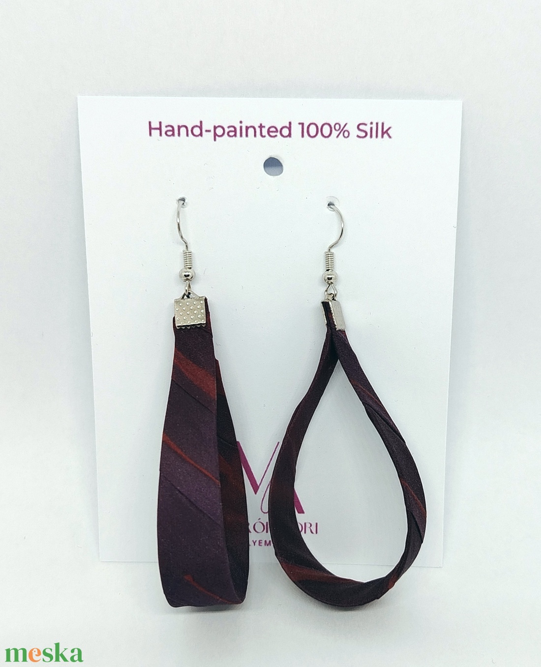 Nagy Csepp selyemfüli - Csíkos  - ékszer - fülbevaló - lógó csepp fülbevaló - Meska.hu