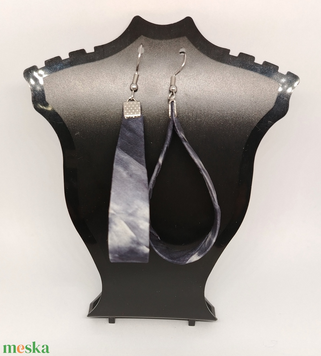 Nagy Csepp selyemfüli - Márvány  - ékszer - fülbevaló - lógó csepp fülbevaló - Meska.hu