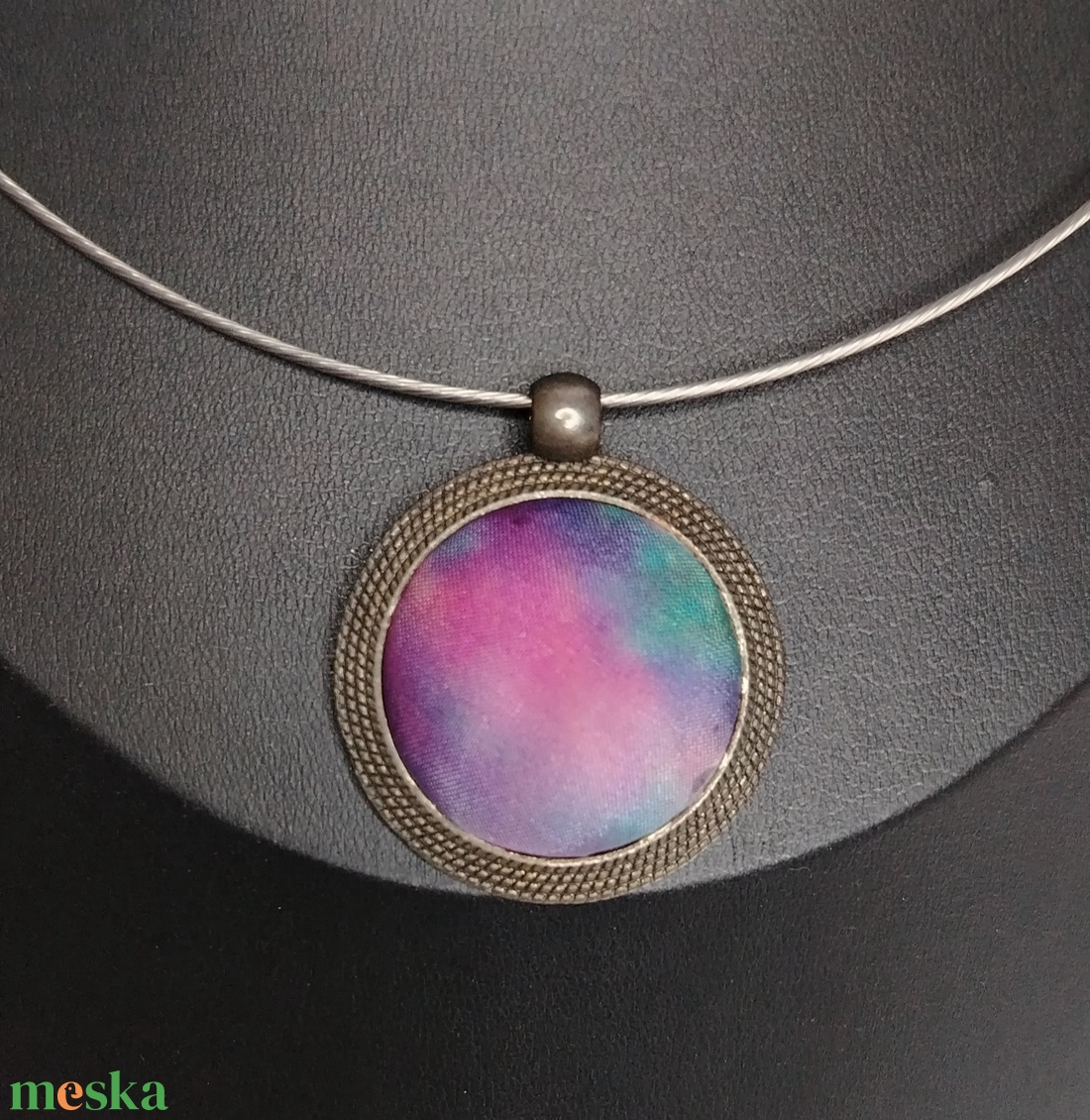 Selyem medál - Űrköd - ékszer - nyaklánc - medál - Meska.hu