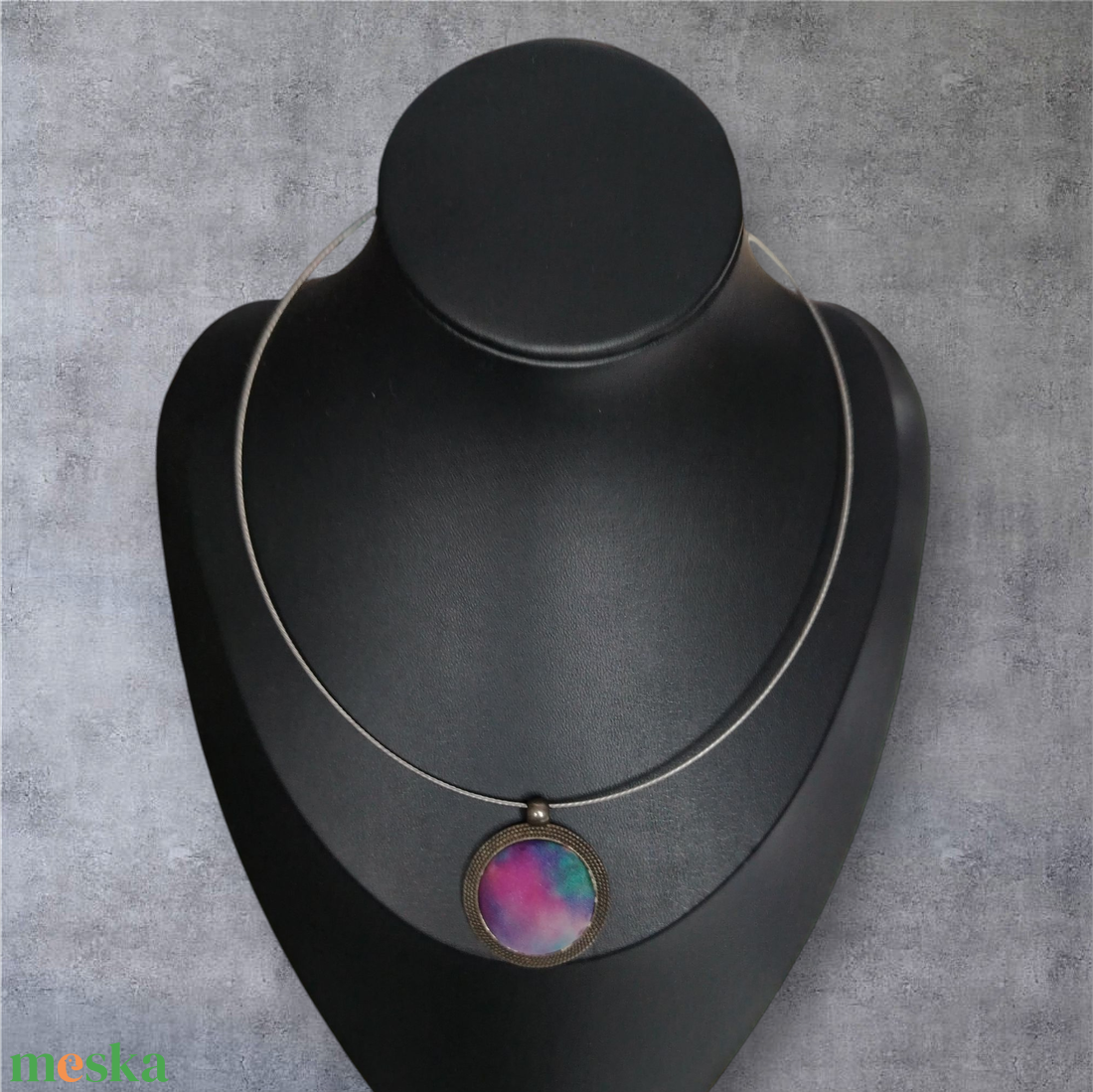 Selyem medál - Űrköd - ékszer - nyaklánc - medál - Meska.hu