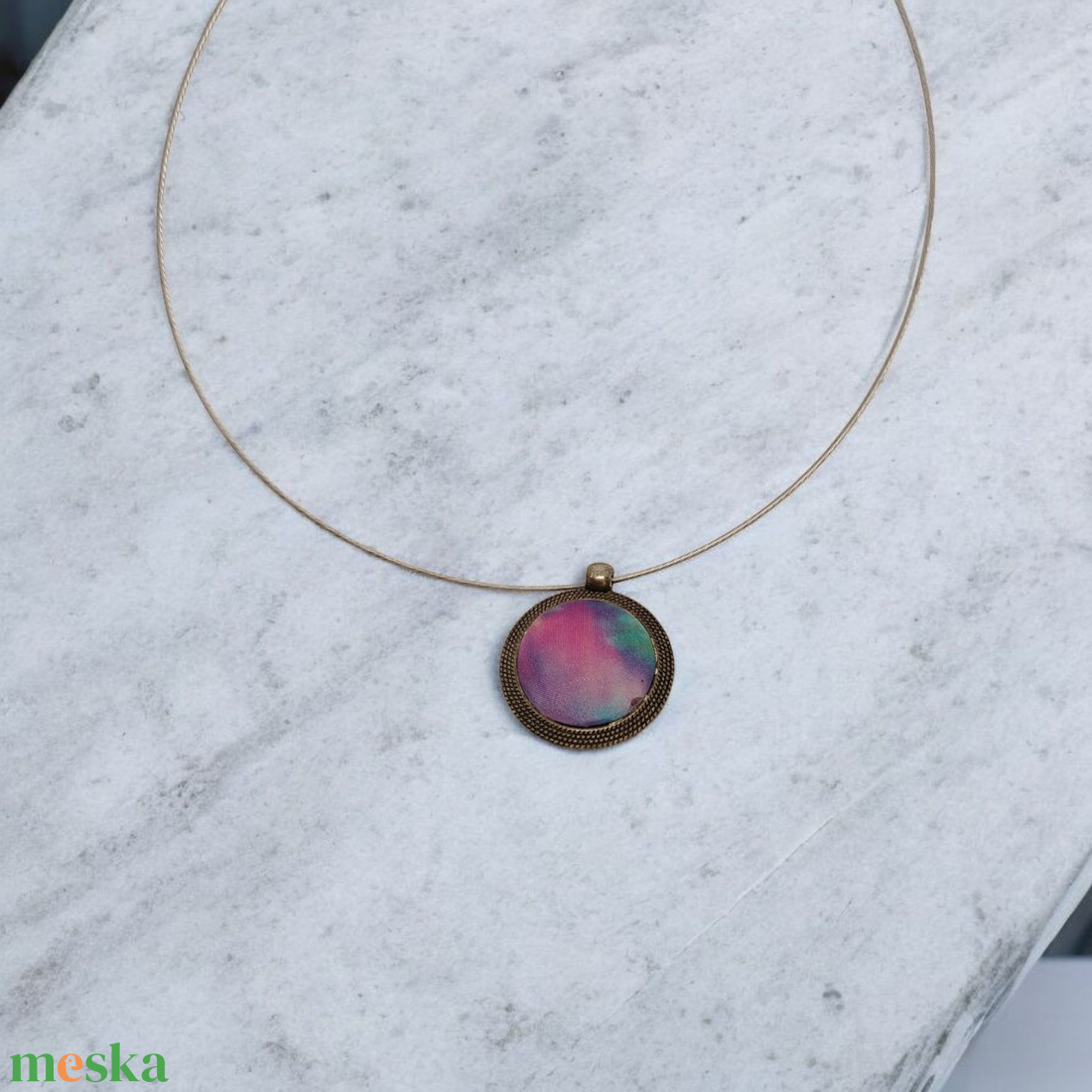 Selyem medál - Űrköd - ékszer - nyaklánc - medál - Meska.hu