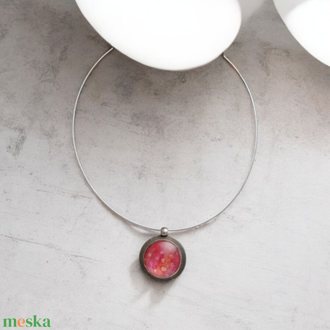 Selyem medál - pöttyös  - ékszer - nyaklánc - medál - Meska.hu