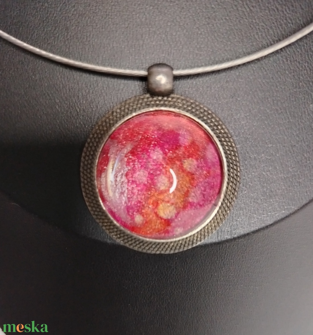 Selyem medál - pöttyös  - ékszer - nyaklánc - medál - Meska.hu