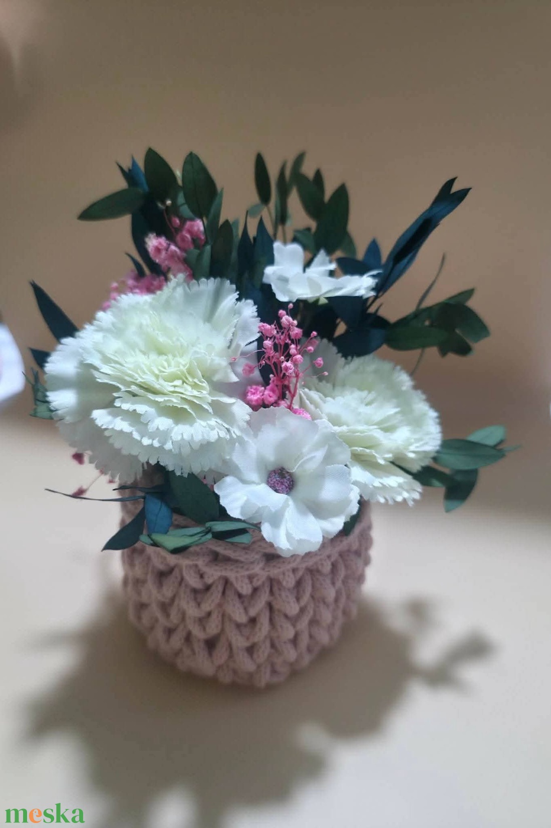 Horgolt kosár dekoráció  - otthon & életmód - dekoráció - asztal és polc dekoráció - könyvtámasz - Meska.hu