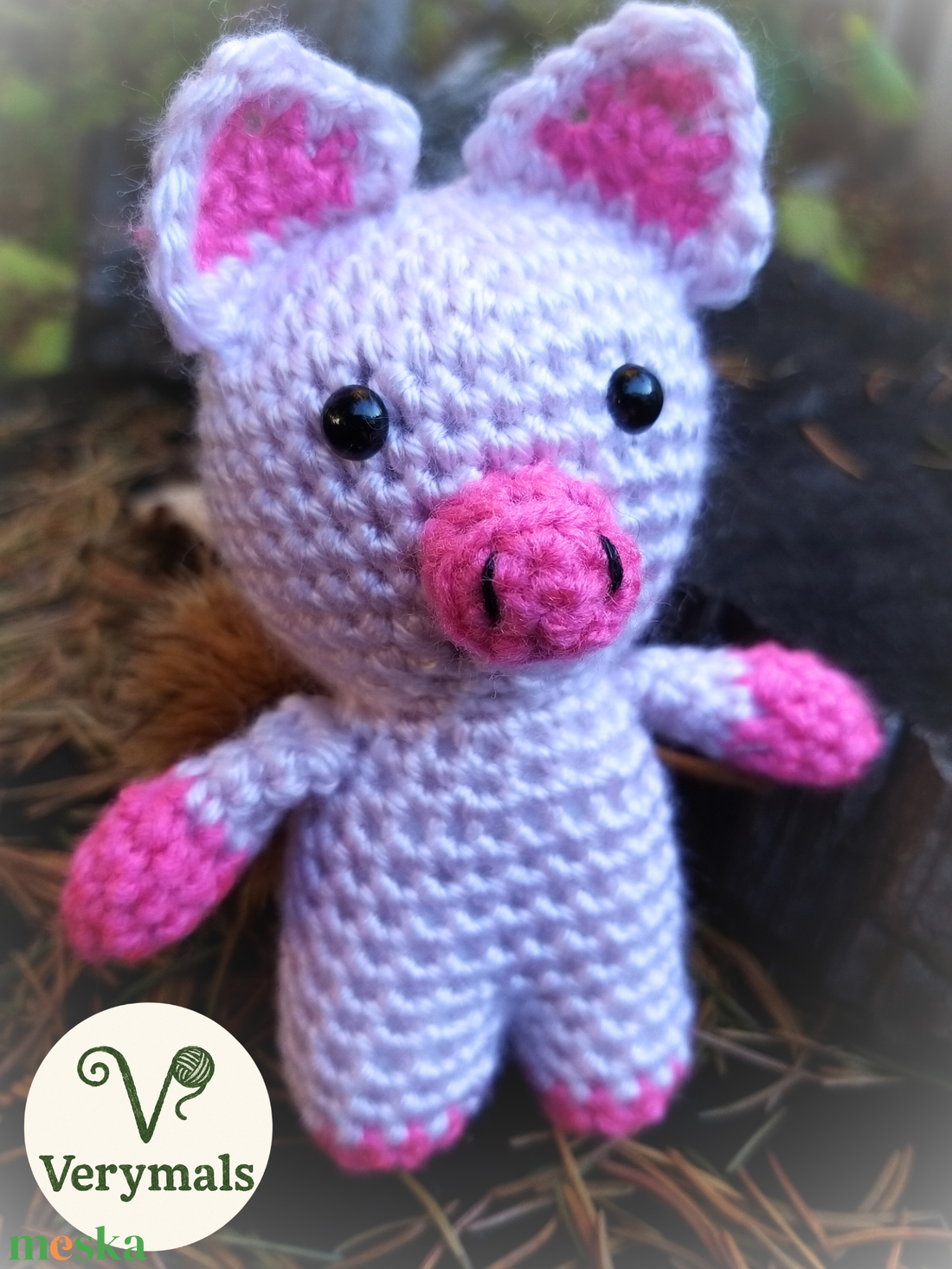 Móric horgolt malacka - játék & sport - plüssállat & játékfigura - malac - Meska.hu