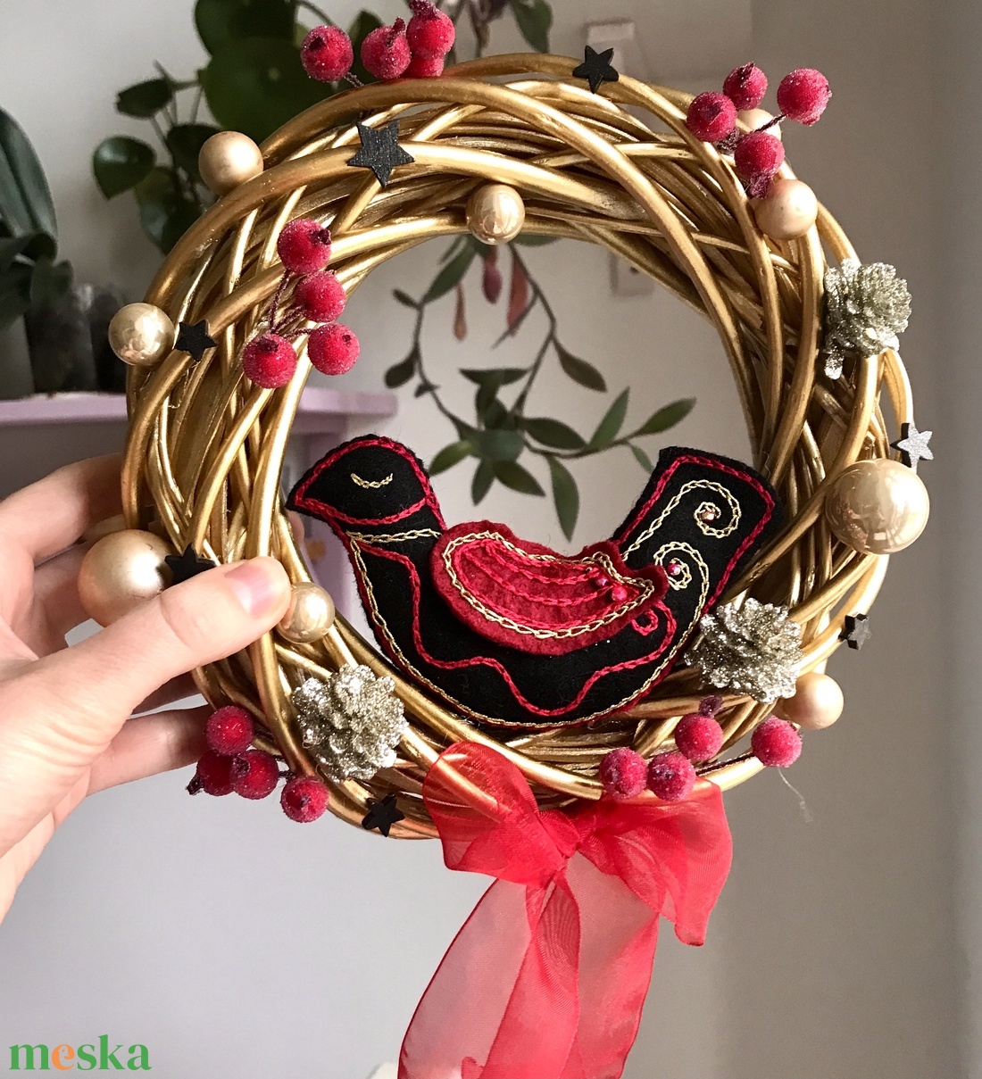 Madaras koszorú - karácsony - adventi díszek - adventi gyertyadíszek és koszorúdíszek - Meska.hu