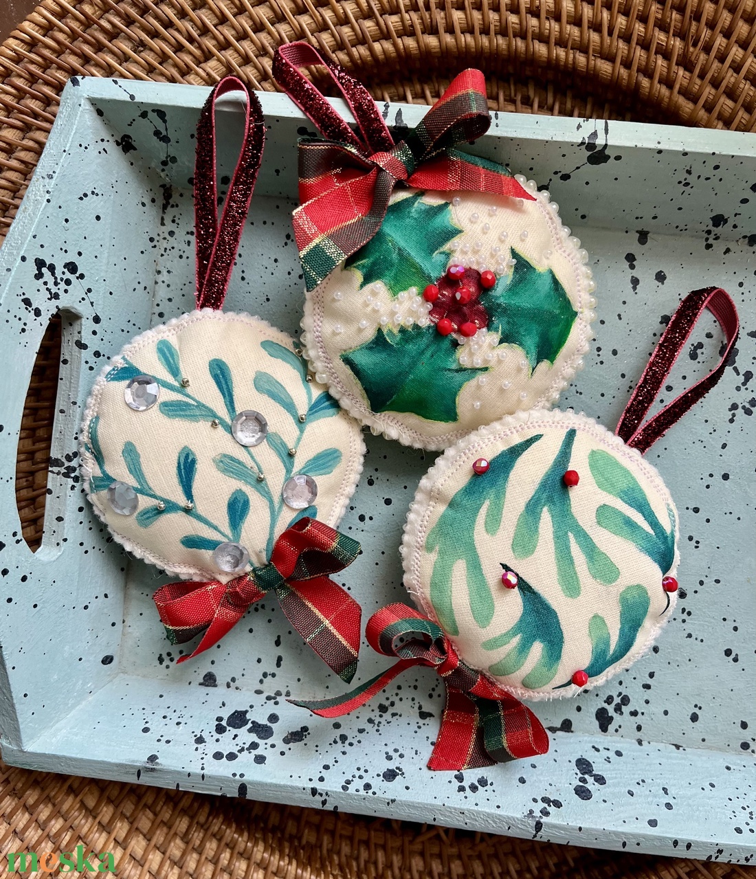 3 festett dísz - karácsony - karácsonyi lakásdekoráció - karácsonyfadíszek - Meska.hu