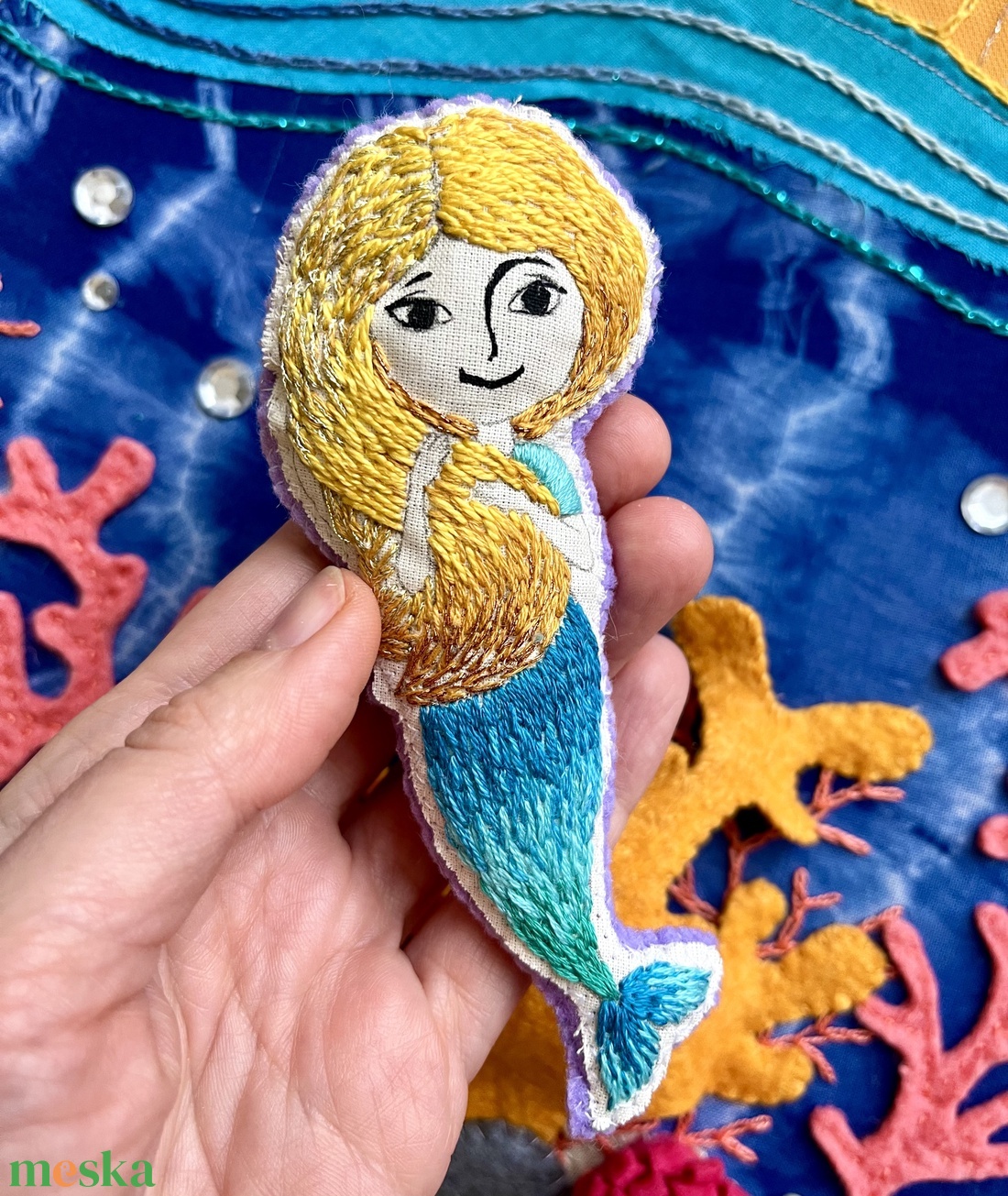 Hímzett sellő baba - játék & sport - baba & babaház - baba - Meska.hu