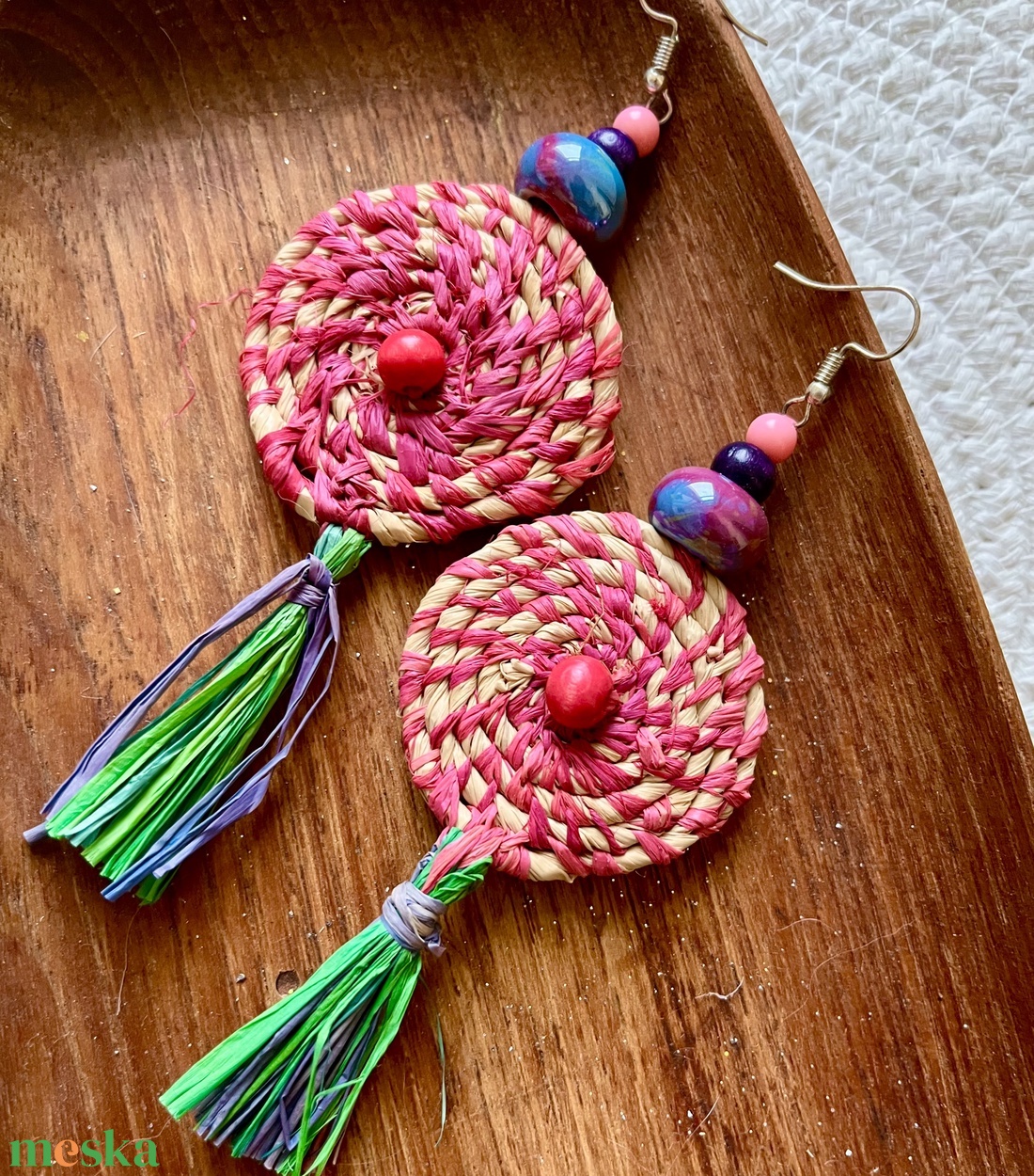 Kerek fülbevaló - ékszer - fülbevaló - lógó fülbevaló - Meska.hu