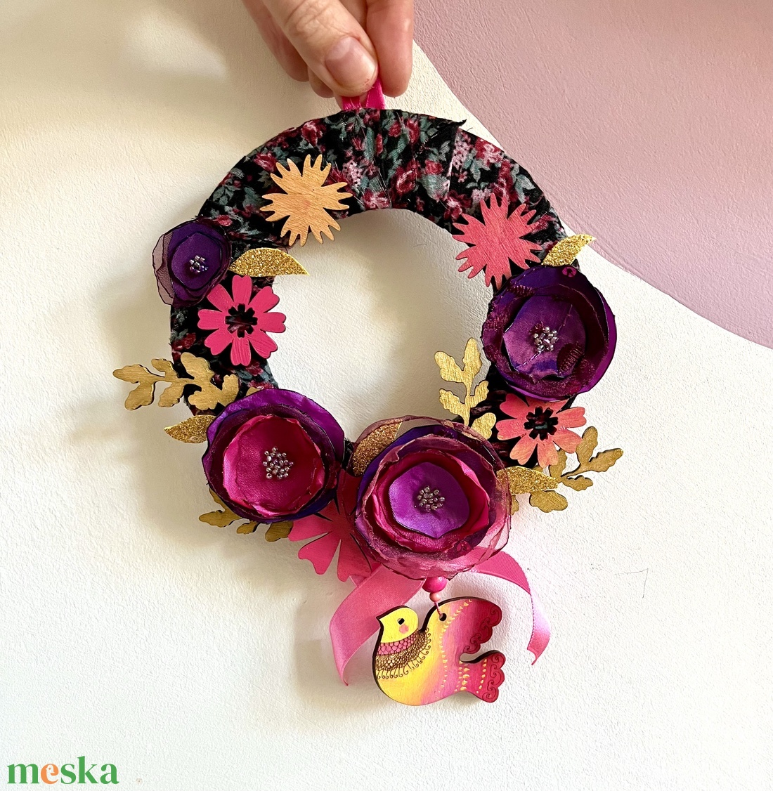 Édes mini koszorú - otthon & életmód - virágdekoráció - virágdíszek - dekor koszorúk, kopogtatók - Meska.hu
