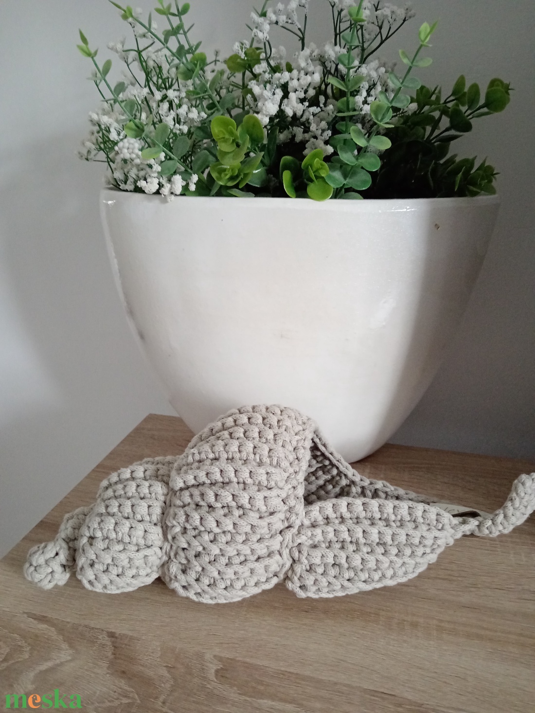 Horgolt csiga tároló  - otthon & életmód - tárolás & rendszerezés - tárolókosár - Meska.hu