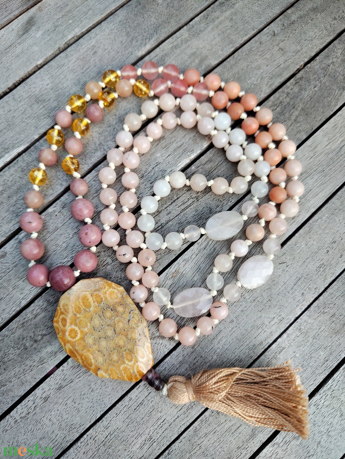 Ásványgyöngy mala nyaklánc  - ékszer - ékszerszett - Meska.hu