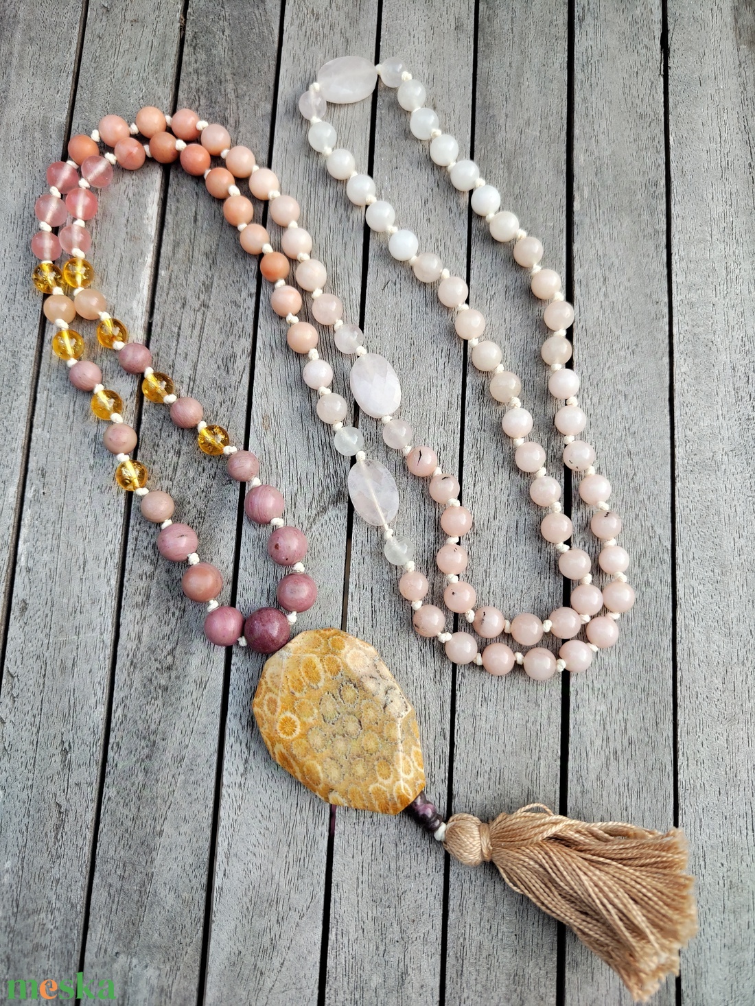 Ásványgyöngy mala nyaklánc  - ékszer - ékszerszett - Meska.hu