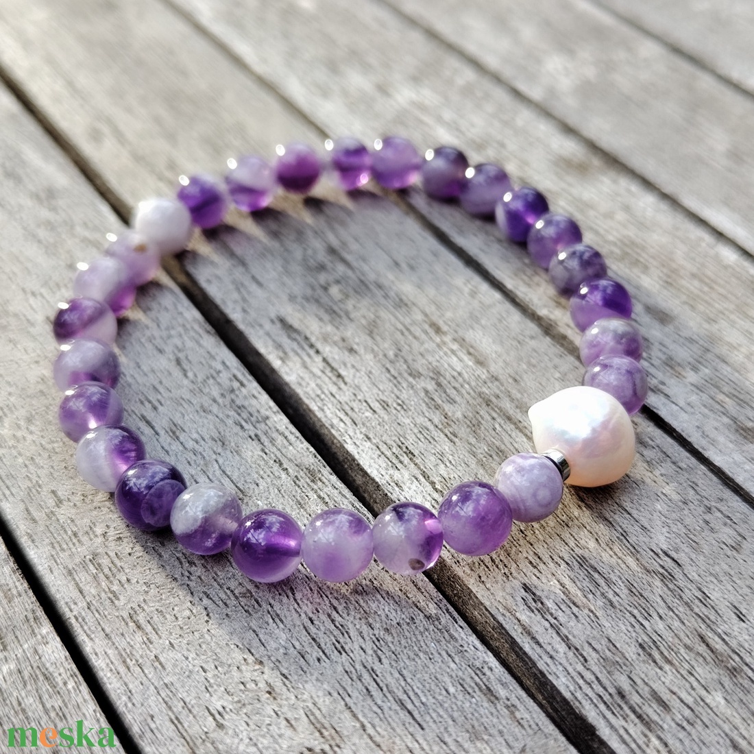 Ásványgyöngy karkötő édesvízi gyönggyel - ékszer - karkötő - gyöngyös karkötő - Meska.hu Ásványgyöngy karkötő édesvízi gyönggyel - ékszer - karkötő - gyöngyös karkötő - Meska.hu