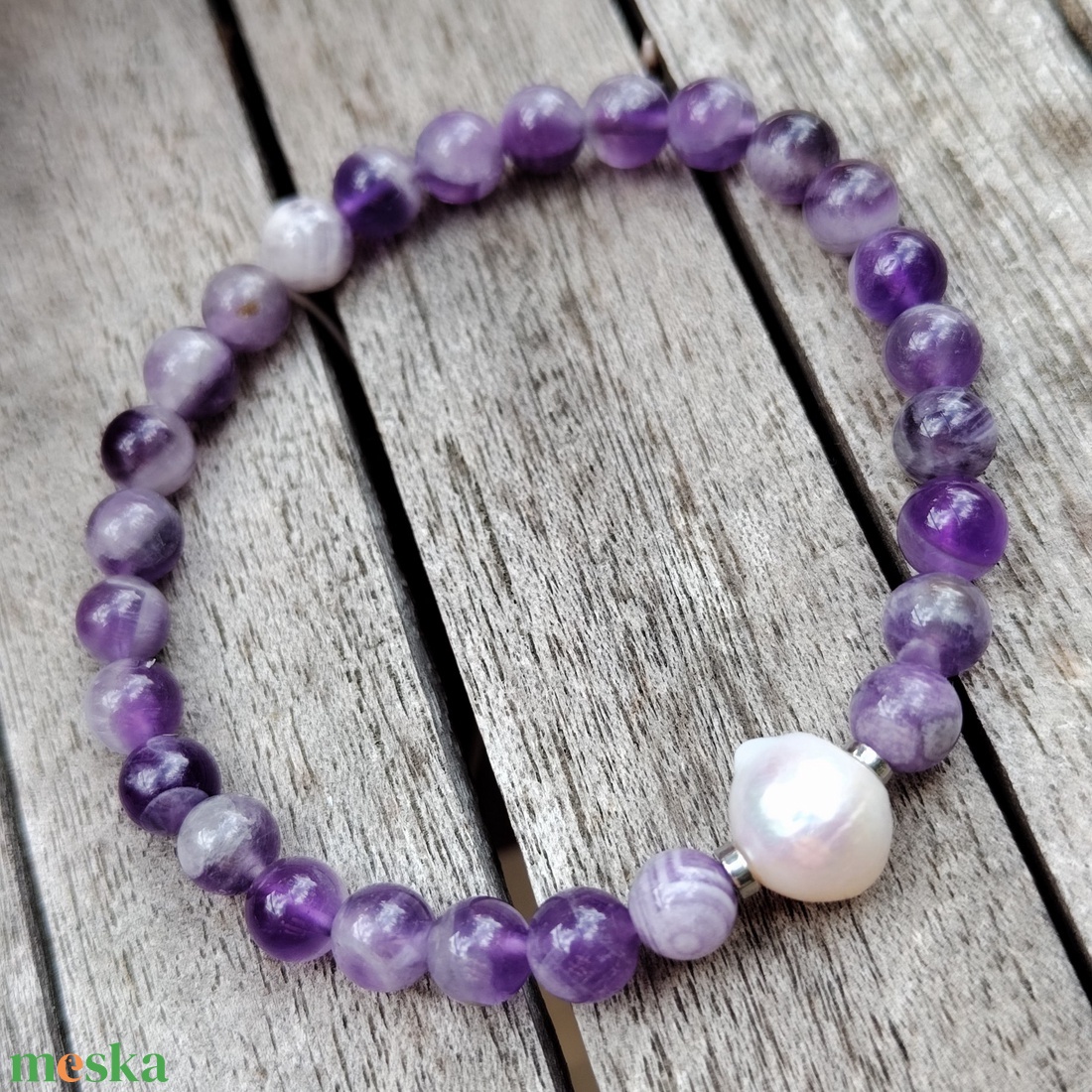Ásványgyöngy karkötő édesvízi gyönggyel - ékszer - karkötő - gyöngyös karkötő - Meska.hu Ásványgyöngy karkötő édesvízi gyönggyel - ékszer - karkötő - gyöngyös karkötő - Meska.hu