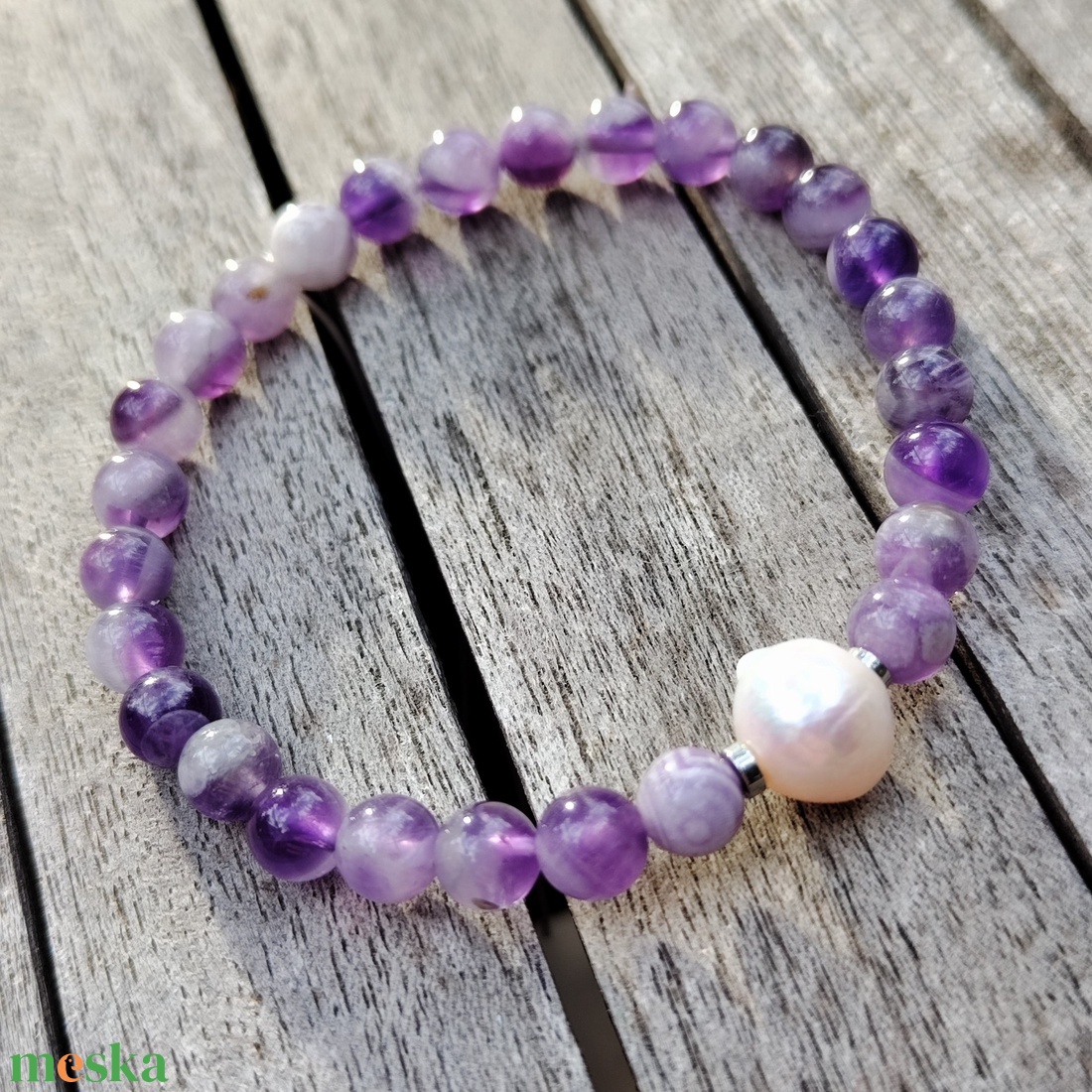 Ásványgyöngy karkötő édesvízi gyönggyel - ékszer - karkötő - gyöngyös karkötő - Meska.hu Ásványgyöngy karkötő édesvízi gyönggyel - ékszer - karkötő - gyöngyös karkötő - Meska.hu