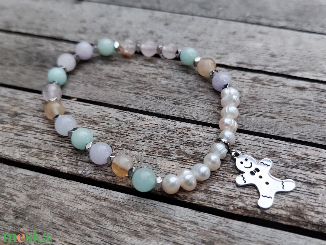 Karácsonyi ásványgyöngy karkötő  - ékszer - karkötő - gyöngyös karkötő - Meska.hu