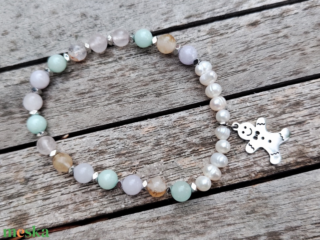 Karácsonyi ásványgyöngy karkötő  - ékszer - karkötő - gyöngyös karkötő - Meska.hu