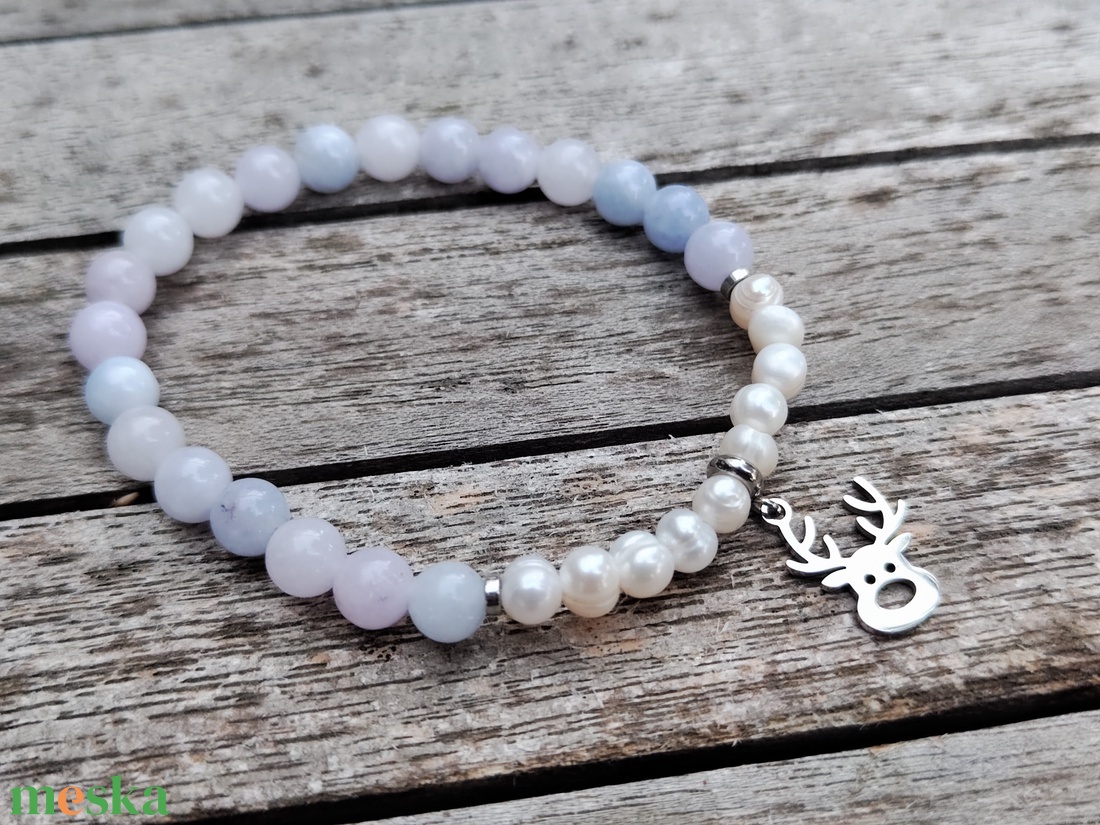 Karácsonyi ásványgyöngy karkötő  - ékszer - karkötő - gyöngyös karkötő - Meska.hu