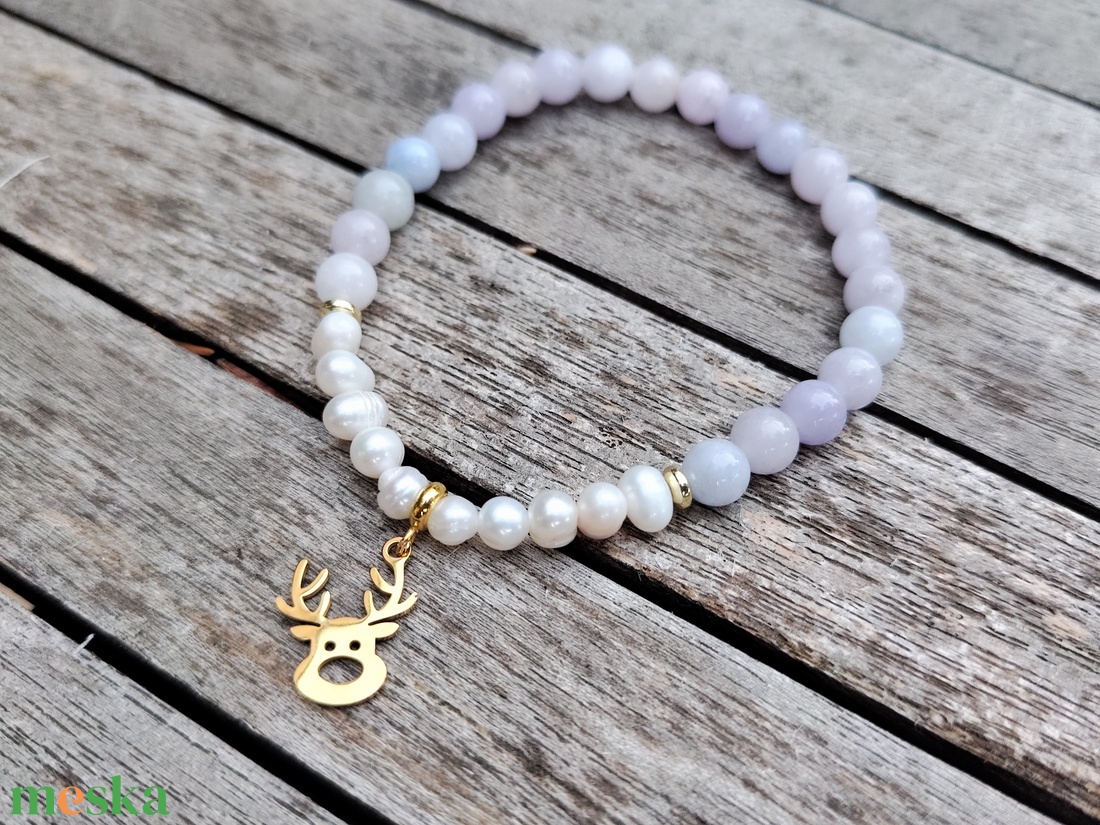 Karácsonyi ásványgyöngy karkötő  - ékszer - karkötő - gyöngyös karkötő - Meska.hu