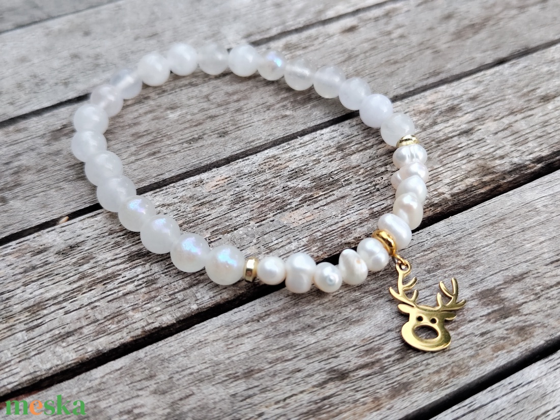 Karácsonyi ásványgyöngy karkötő  - ékszer - karkötő - gyöngyös karkötő - Meska.hu