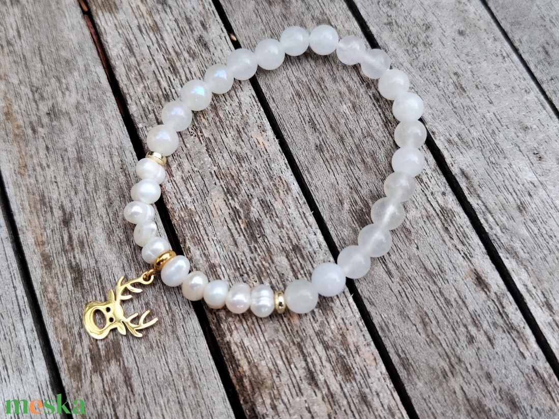 Karácsonyi ásványgyöngy karkötő  - ékszer - karkötő - gyöngyös karkötő - Meska.hu