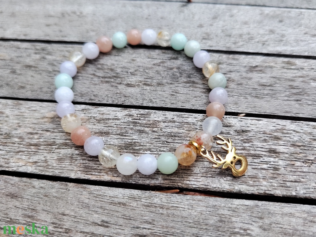 Karácsonyi ásványgyöngy karkötő  - ékszer - karkötő - gyöngyös karkötő - Meska.hu