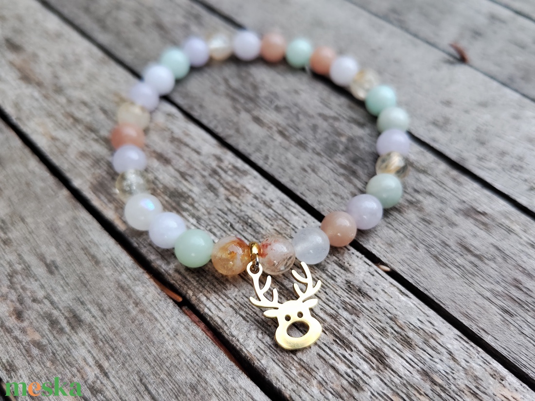 Karácsonyi ásványgyöngy karkötő  - ékszer - karkötő - gyöngyös karkötő - Meska.hu