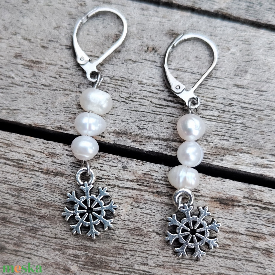 Édesvízi gyöngy fülbevaló - ékszer - fülbevaló - lógó fülbevaló - Meska.hu