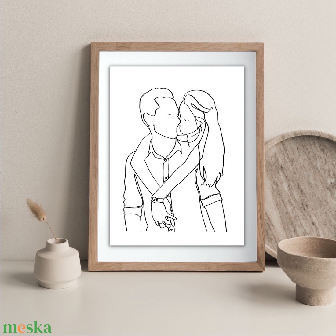 Nászajándék - Vonalrajz az ifjú párról - ajándék nyomtatással - esküvő - emlék & ajándék - nászajándék - Meska.hu