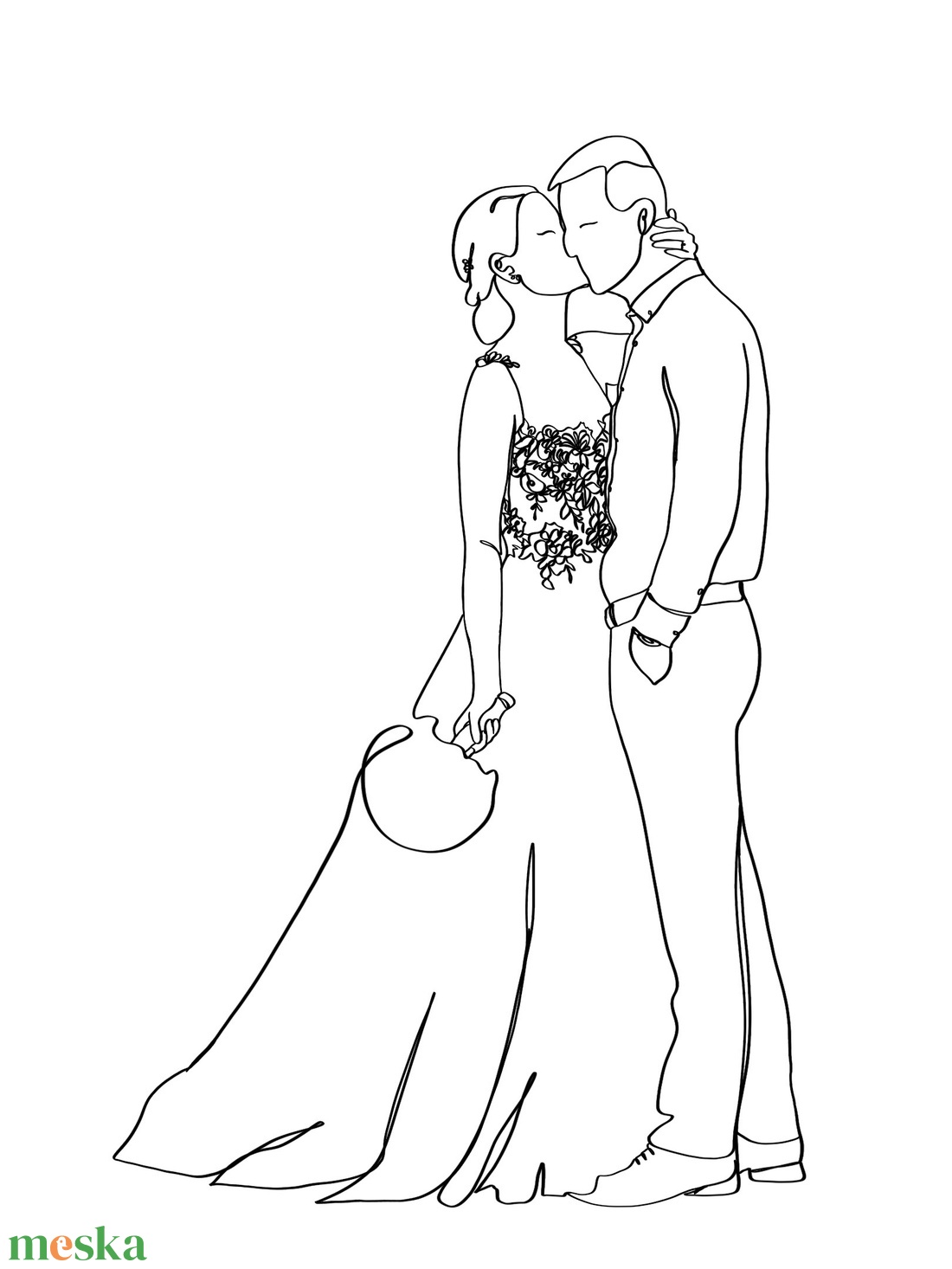 Vonalrajz Rólatok - Nászajándék - Nyomtatással - művészet - fotográfia - portré - Meska.hu