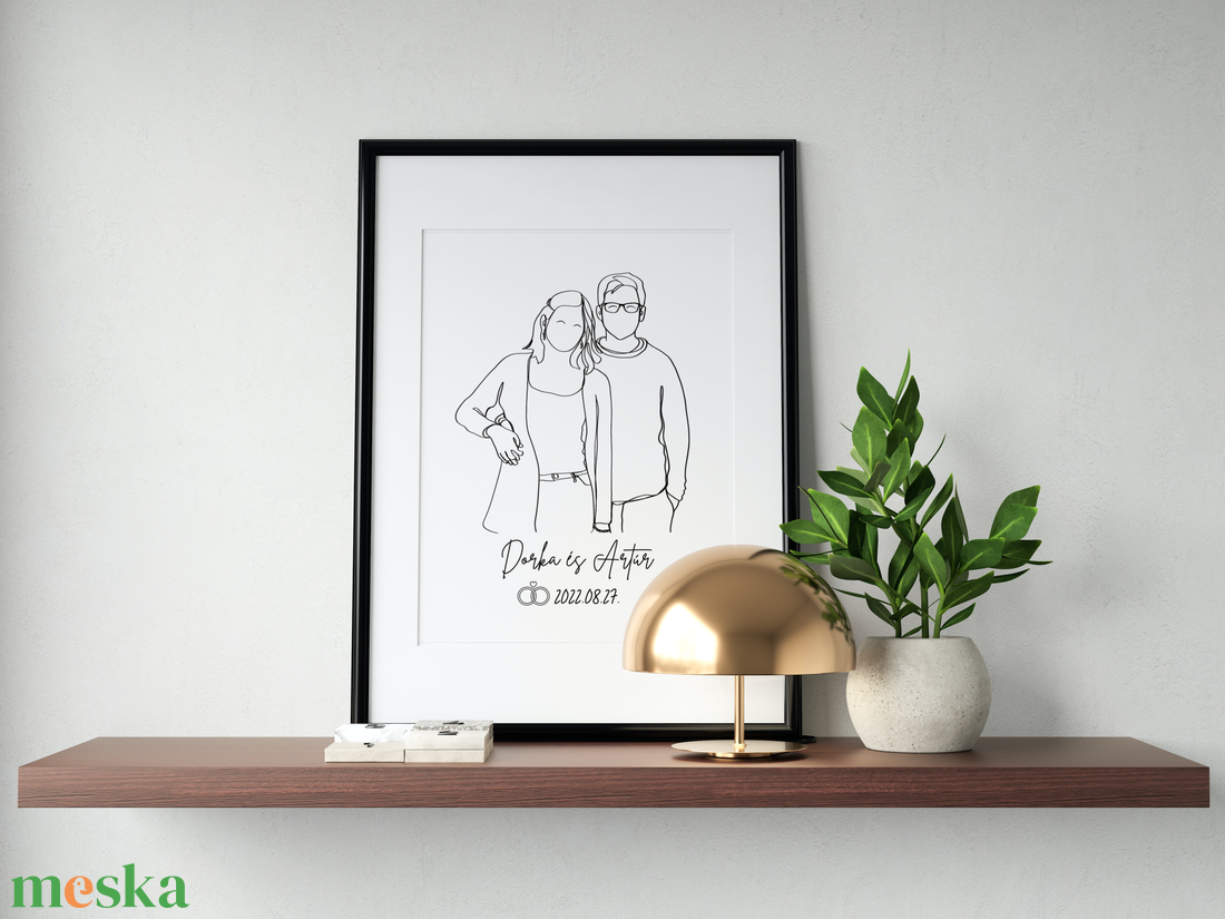 Örökké együtt - nászajándék, egyedi vonalrajz ajándékba- nyomtatással - esküvő - emlék & ajándék - nászajándék - Meska.hu