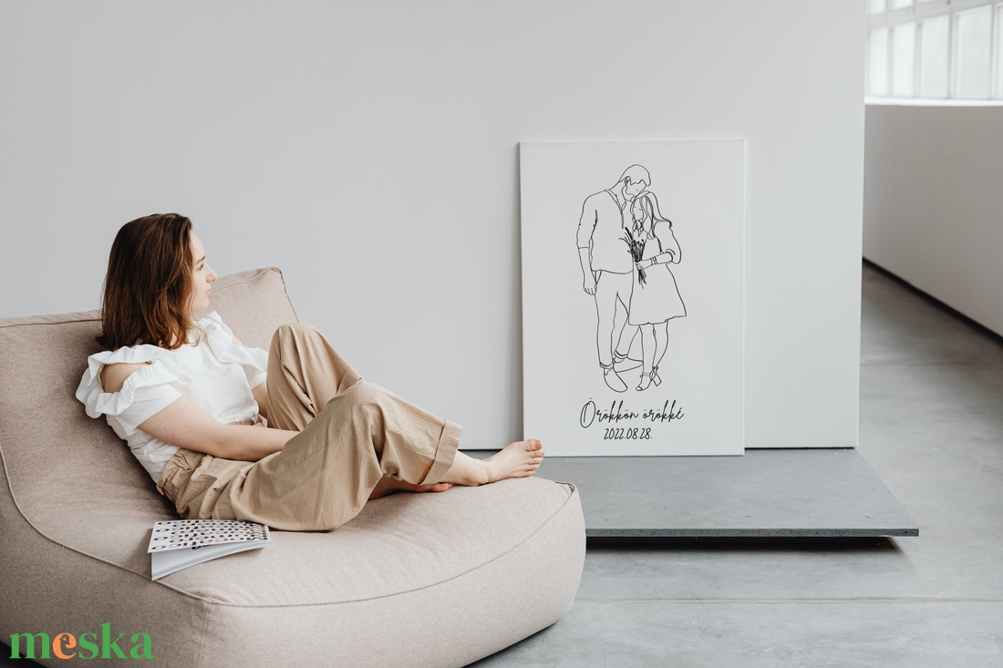 Örökké együtt - Lineart portré - Vászonra nyomtatva - Nászajándék - otthon & életmód - dekoráció - kép & falikép - vászonkép - Meska.hu