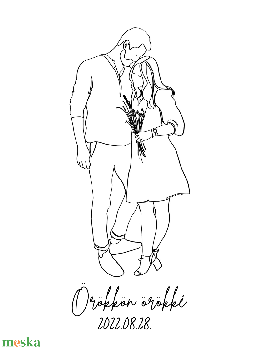 Örökké együtt - Lineart portré - Vászonra nyomtatva - Nászajándék - otthon & életmód - dekoráció - kép & falikép - vászonkép - Meska.hu