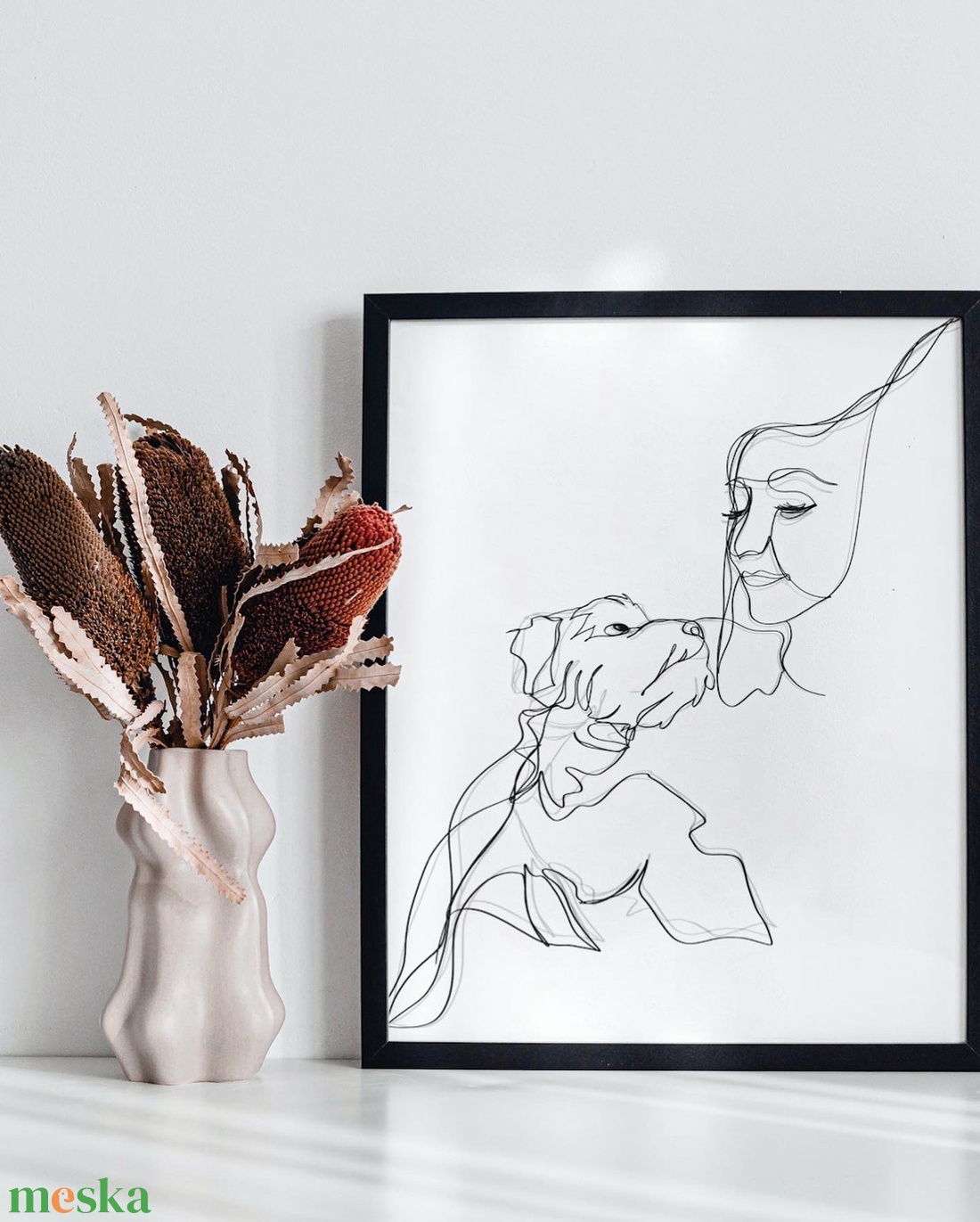 Vonalrajz - portré - kedvenceddel - nyomtatással - otthon & életmód - dekoráció - fali és függő dekoráció - falra akasztható dekor - Meska.hu