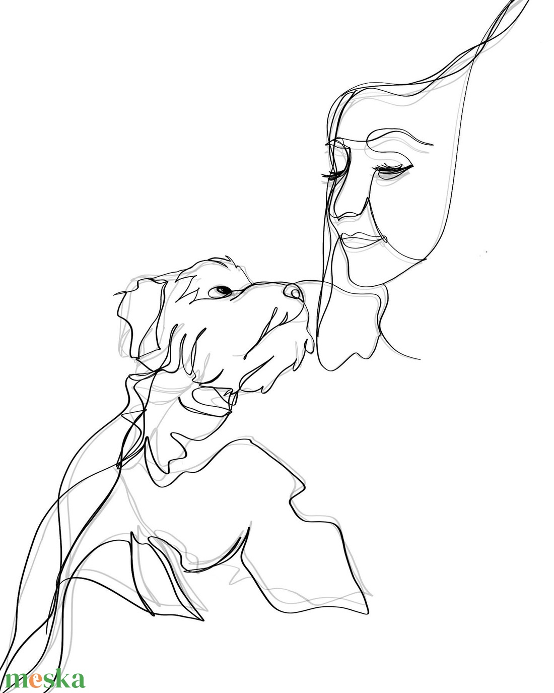 Vonalrajz - portré - kedvenceddel - nyomtatással - otthon & életmód - dekoráció - fali és függő dekoráció - falra akasztható dekor - Meska.hu