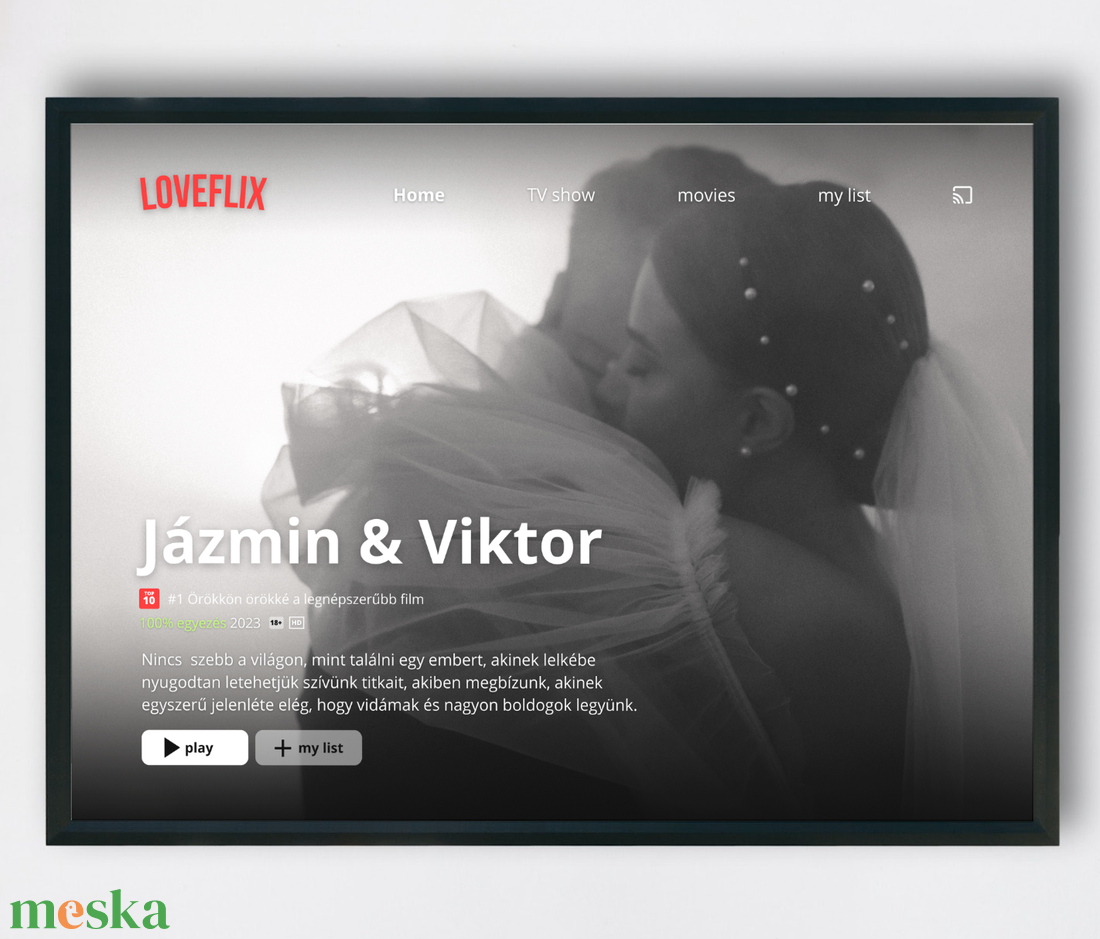 Netflix stílusú egyedi ajándék a párodnak, szerettednek - művészet - grafika & illusztráció - digitális - Meska.hu