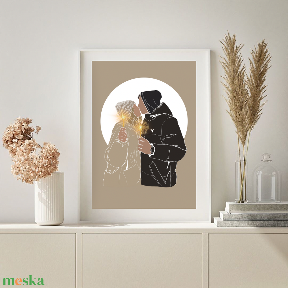 AJÁNDÉK NYOMTATÁSSAL - Egyedi páros digitális rajz ajándékba - művészet - fotográfia - portré - Meska.hu